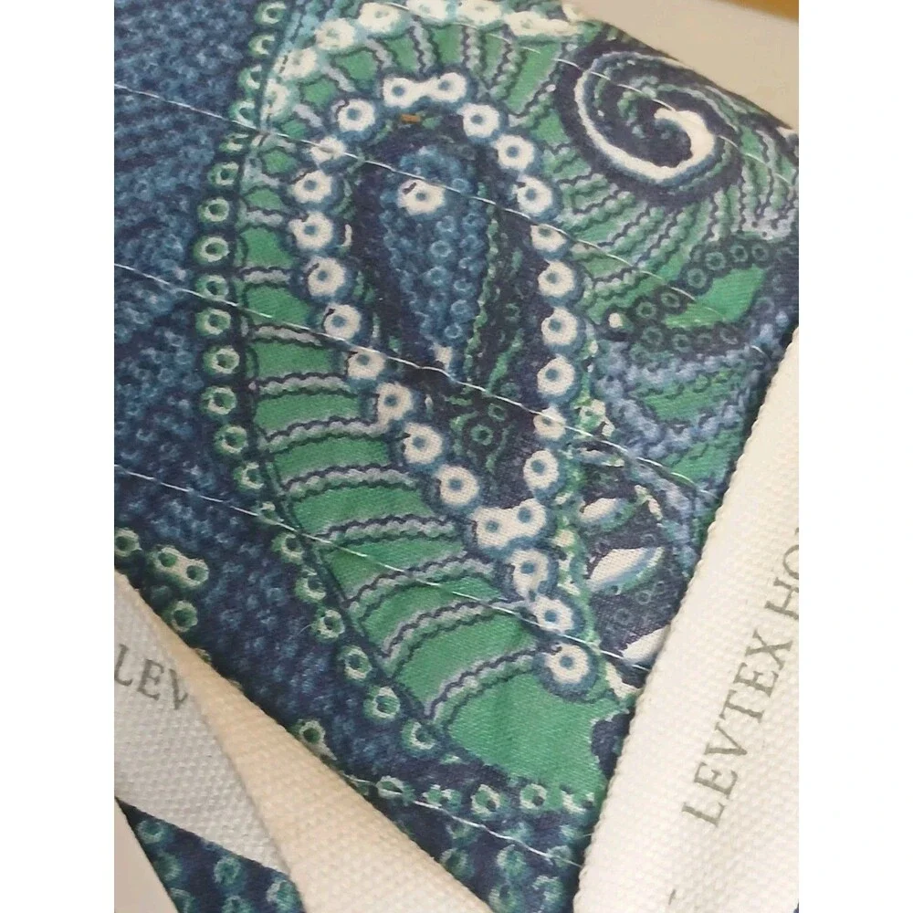 Levtex Twin 2 Peice Bellamy Teal Quilt Set Reversible Blue/Teal/White Print NEW